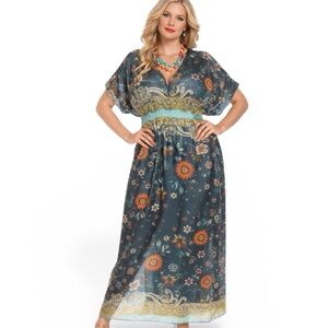 Johnny Was Baize Silk Floral Maxi Slip Dress NWT